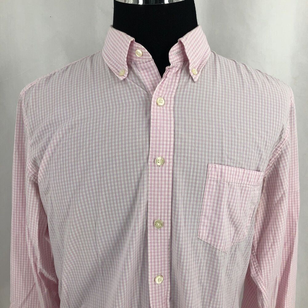 J.Crew Tailored Fit Button Down Long Sleeve Pink White Checked Shirt 99380 Large